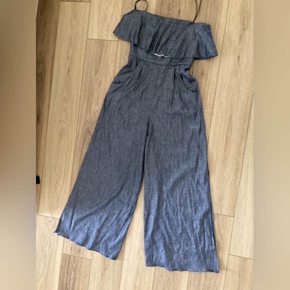 Milly Denim Blue Strapless Jumpsuit - Picture 3 of 10